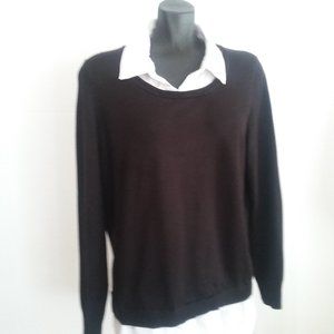 Faded Glory black sweater with faux shirt
